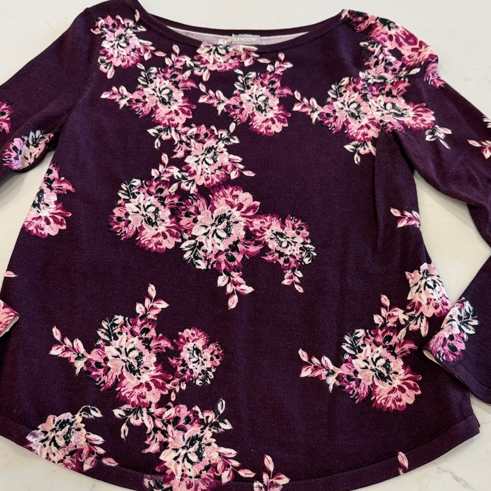 Floral Women's Top - Purple and Pink